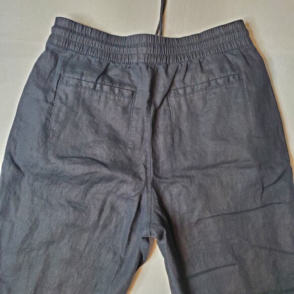 Athleta Women's Size M Retreat High Rise Linen Ankle Pant Black 658556 - Picture 6 of 9